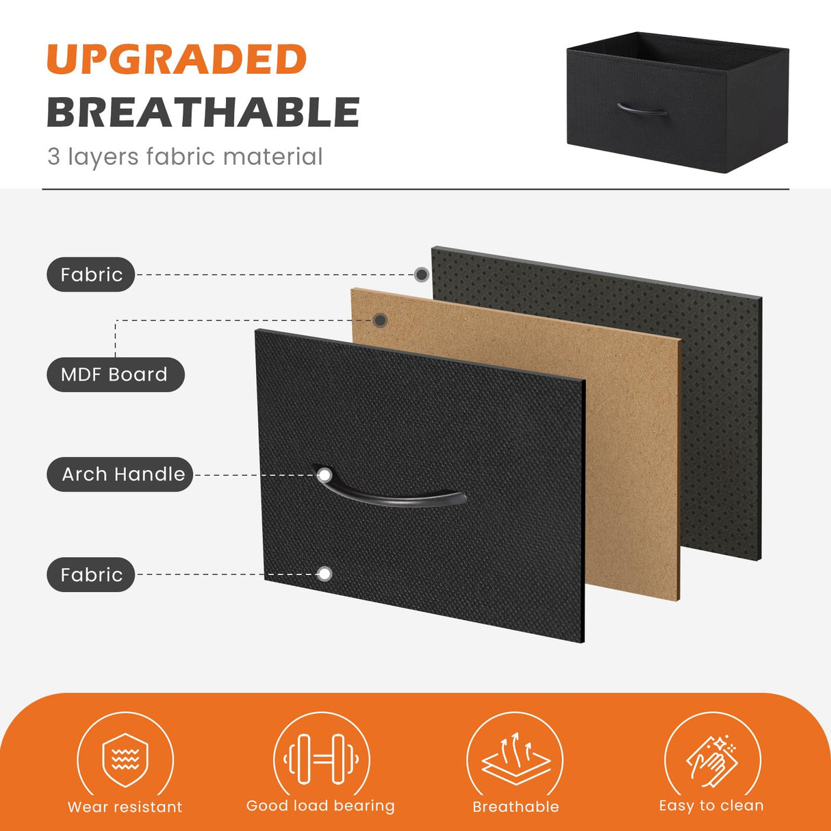 Sweetcrispy Nightstand Small Bedroom Dresser with 4 Fabric Drawers, Bed Side Furniture End Table, Wooden Top Cabinet Night Stand Dresser for Closet, Entryway, Dorm, Black Sweetcrispy