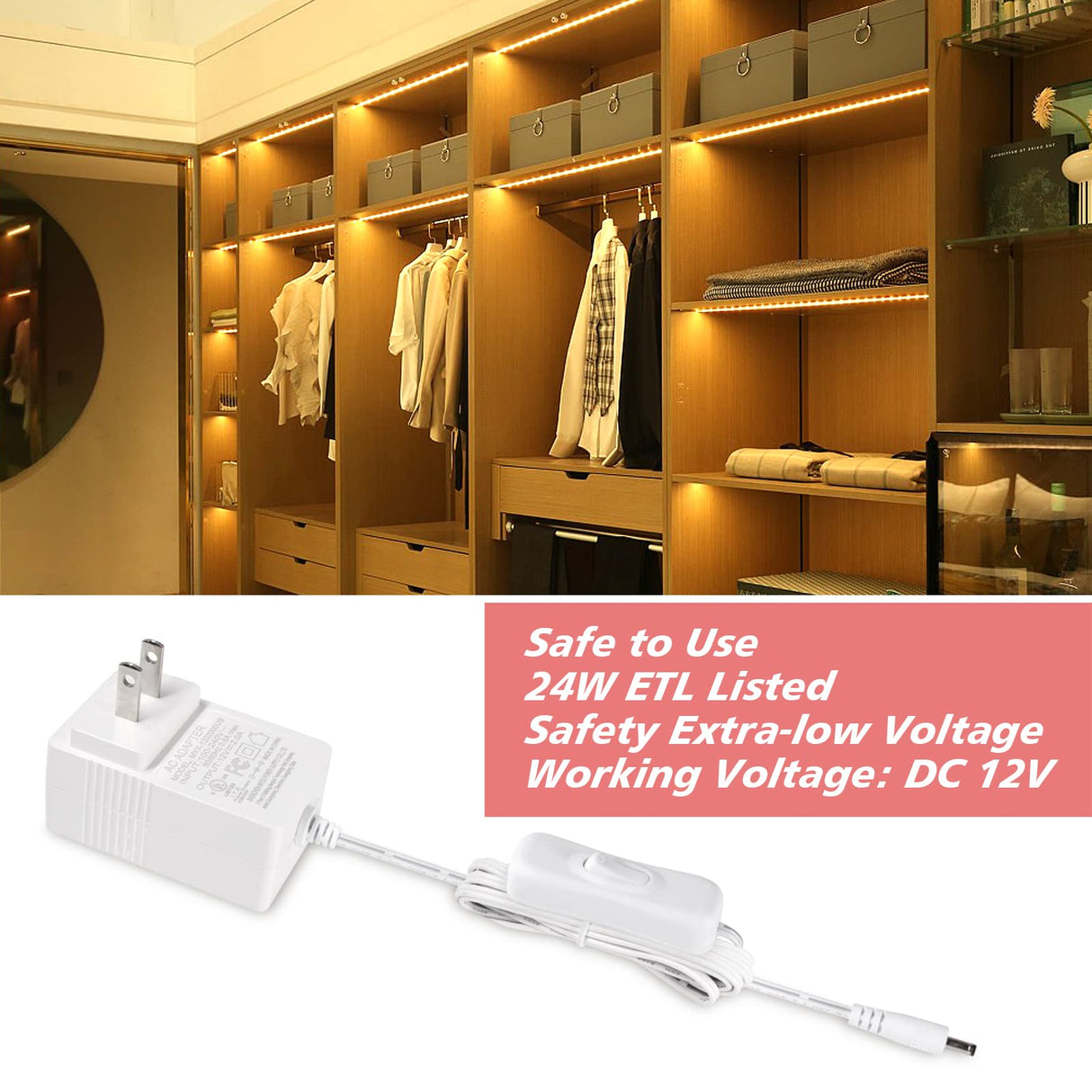 WOBANE LED Shelf Light, LED Closet Light Kit, 4PCS 20inch Pre-Cut Strip Bars, Designed for Shelves,Display Case, Bookshelf, in Cabinet Lighting, 2700K Warm White WOBANE