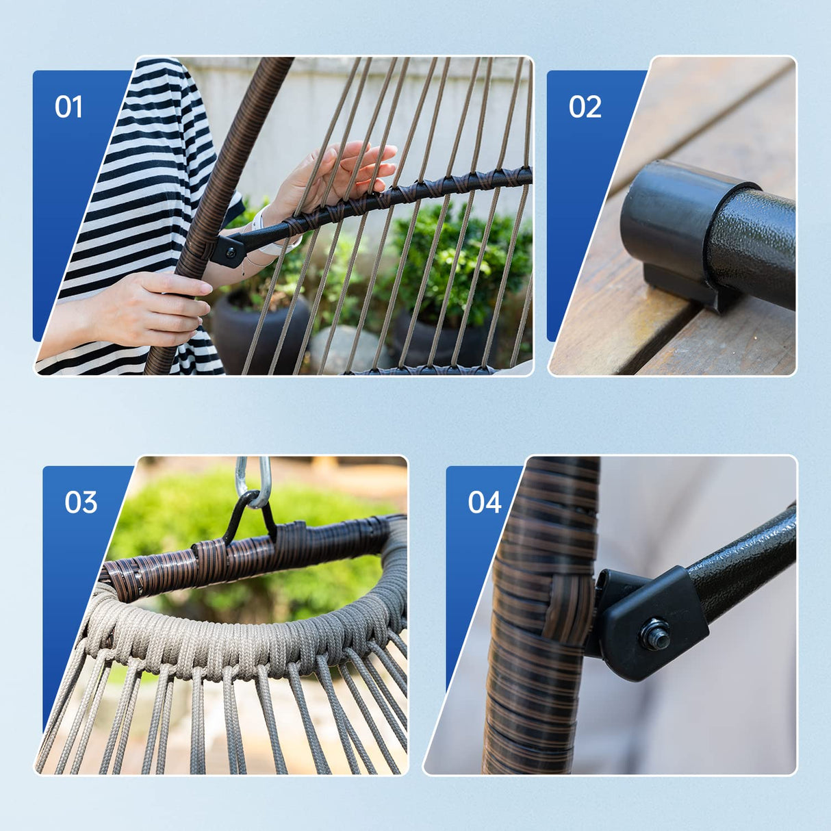 Egg Chair Hammock Chair Basket Chair Hanging Swing Chair UV Resistant Cushion with Stand for Indoor Bedroom Outdoor Garden Backyard FDW