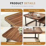 Windpost Square Nesting Coffee Table Set of 2, 23.6"+19.7" Nesting Tables,Small Square Coffee Table with Fluted,Center Table for Living Room Bedroom Office Balcony Yard (Walnut) Windpost