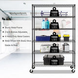Storage shelves, 6-Tier Wire Shelving Unit NSF Certified Storage Rack 18"D x 48"W x 78"H 6000Lbs Capacity Adjustable Layer Heavy Duty Metal Rack Steel with Casters for Kitchen Garage Pantry Black Dopinmin