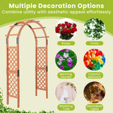 HAPPYGRILL 7.7 FT Wooden Garden Arbor, Outdoor Wood Garden Trellis for Climbing Plants, Wedding Arch Pergola for Ceremonies Parties, Solid Wood Backdrop Stand, Greenhouse Patio Lawn Decoration HAPPYGRILL