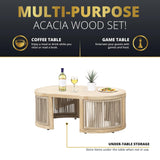 Mazatzal 4-Piece Outdoor Acacia Wood Wicker Conversation Set, Patio Furniture Set with Loveseat, 2 Armchairs, and Coffee Table, Modern Balcony Set for Garden, Yard, Backyard Mazatzal