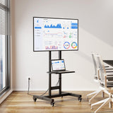 Greenstell TV Stand with Power Outlet, Mobile TV Cart on Wheels for 32-85 inch LED LCD Flat Curved Panel Screen TVs, up to 132lbs, Height Adjustable Rolling TV Stand with AV Shelf, Max VESA 600x400mm GREENSTELL