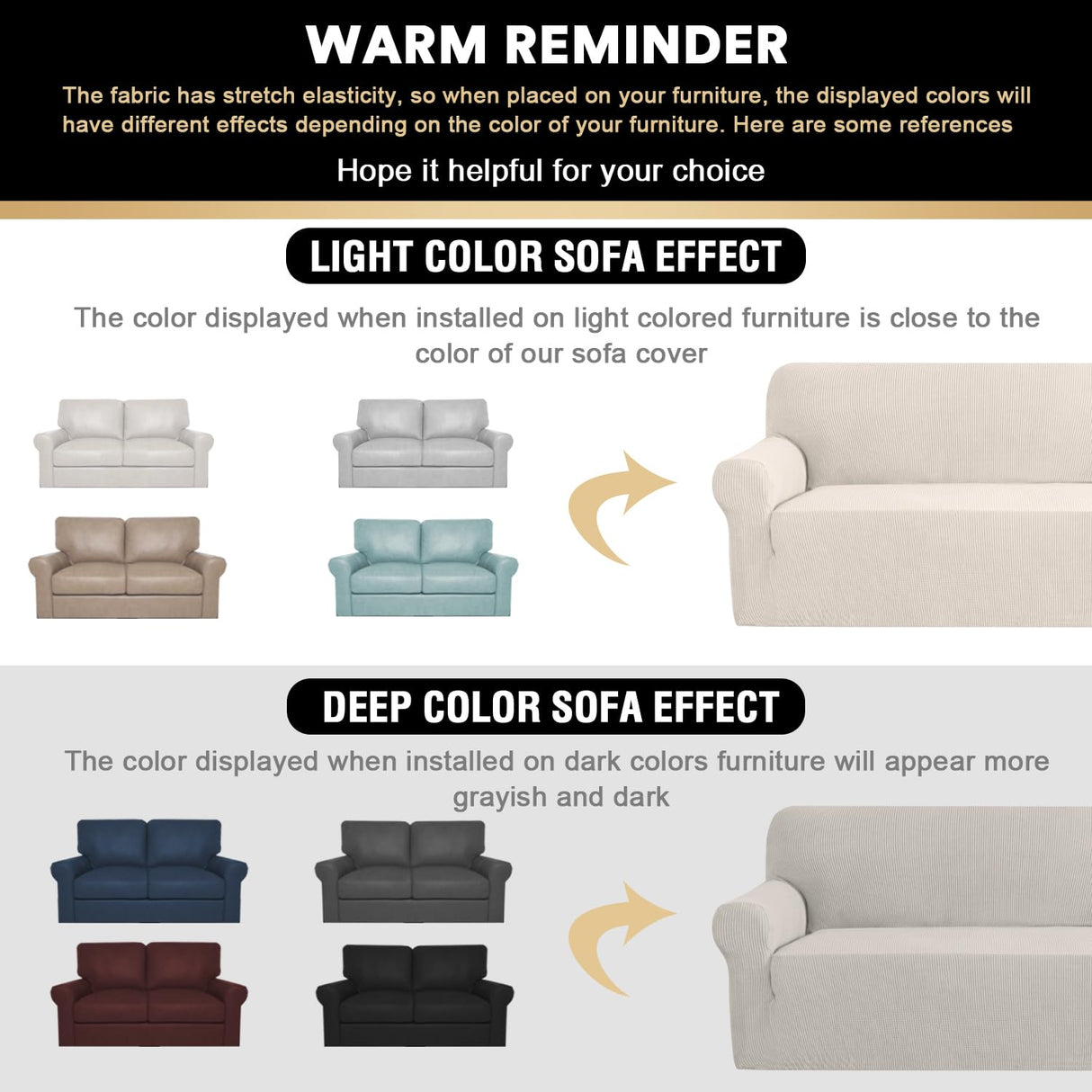 PrinceDeco Stretch Loveseat Sofa Cover Slipcover Couch Cover for 2 Cushion Sofa Washable Sofa Cover for Pets Friendly Furniture Protector Covers with Non Slip Bottom(Loveseat, Ivory) PrinceDeco
