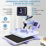 Whubefy Heat Press 15x15 inch 5 in 1 with 30OZ Tumbler Press, Slide Out 360° Swing Away Digital Shirt Press Machine, Industrial-Quality Heat Transfer Sublimation for T-Shirt/Tumbler/Mug/Hat/Cap/Plate Whubefy