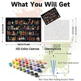 WEMEON Bookshelf Paint by Numbers for Adults - Gothic Themed Adult Paint by Number Kits with Brushes Acrylic Paints, Relaxing Stress Relief Hobby for Beginners, Teens, Artists, 16"x20" Canvas WEMEON