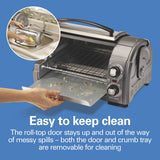 Hamilton Beach Easy Reach 4-Slice Countertop Toaster Oven With Roll-Top Door, 1200 Watts, Fits 9” Pizza, 3 Cooking Functions for Bake, Broil and Toast, Silver (31344DA) Hamilton Beach