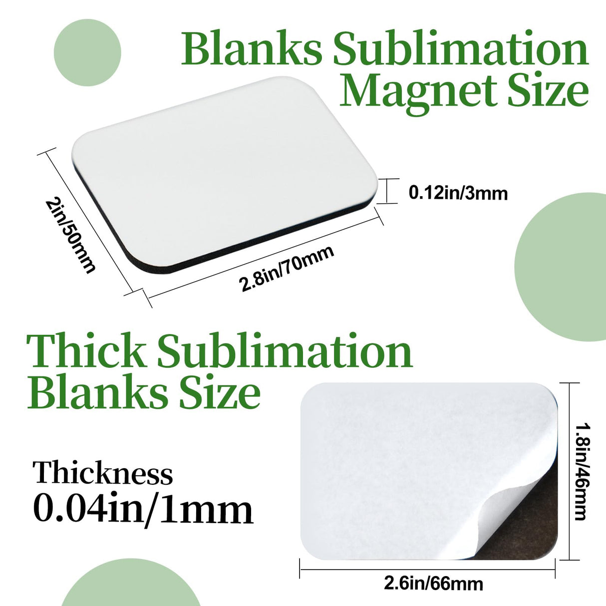 120 Pcs 2.8 x 2 Inch Thick Sublimation Blank Refrigerator Magnets Blanks Sublimation Magnet with 60 Pcs Fridge Magnets, 60 Pcs Larger Square Blanks for Kitchen Microwave Oven Office Supplies SENONAPO