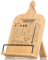 IKEDAS Bamboo Cookbook Stand, Sturdy Cook Book Holder, Recipe Book Holder with Measurement Conversion Chart, Cookbook Stand for Kitchen Counters, Essential Accessories for Holding Cookbooks ikedas