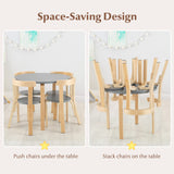 Costzon Kids Table and Chair Set, 5-Piece Wooden Activity Table w/ 4 Chairs, Toy Bricks, Classroom Playroom Daycare Furniture for Playing, Drawing, Reading, Bentwood Toddler Table & Chairs (Grey) Costzon