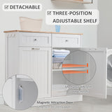 Spurgehom Double Door Trash Cabinet Kitchen Waste Bins,Tilt Out Laundry Hamper Cabinet with Hideaway Drawer Storage Bag, 10 Gallon Pet Proof Trash Can for Living Room,White Spurgehom