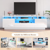 LUXOAK 70in LED TV Stand, Modern Entertainment Center with Open Storage Shelves and Drawer for TVs Up to 80", High Gloss Media for Living Room, Bedroom, Gaming Room, White LUXOAK