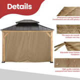 Coastshade Gazebo Pergola Canopy Panel Sidewalls Replacement 10ft Gazebo Pergola Privacy Panels Sidewall for Gazebos with 12Curtain Rings &12Rail Hooks, Khaki CoastShade