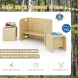 Costzon Kids Table and Chair Set, 4 in 1 Wood Activity Table, Bench, Storage Shelves, Desk for Children Reading, Arts, Crafts, Snack Time, Playroom, Fully Assembled, Toddler Table & Chair Set, Natural Costzon