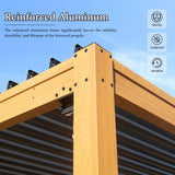 Domi Louvered Pergola 10×16 FT, Outdoor Wood Grain Aluminum Pergola with Adjustable Rainproof Roof and Drainage System, Metal Pergola Gazebo for Patio, Deck, Backyard domi outdoor living