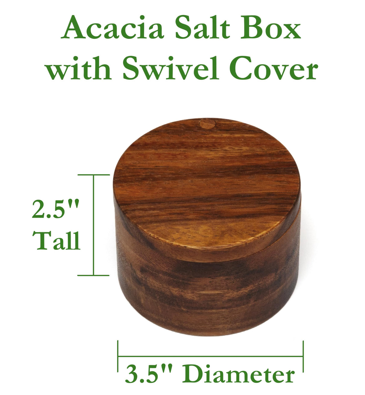 Lipper International Acacia Wood Salt or Spice Box with Swivel Cover, 3-1/2" x 2-1/2" Lipper International