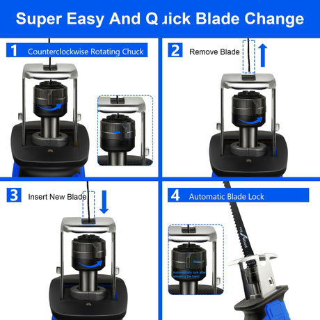 Reciprocating Saw Compatible with 18V Battery,Cordless Reciprocating Saw,0-3500SPM Variable Speed, 4 Saw Blades/Protective Glasses/Mitten Kit for Wood/Metal/PVC Cutting（Battery not included） Mudite