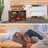 RELAX4LIFE Electric Fireplace TV Stand for TVs up to 55’’, TV Console Table w/18’’ Fireplace Insert Heater, Remote Control, Adjustable Shelves, Wood Media Entertainment Center with Fireplace (Brown) RELAX4LIFE