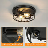 VIOLOEMI Farmhouse Lights,Black Industrial 2 Pack Round Metal Flush Mount Hallway & Bedroom Ceiling Lamp, Kitchen Round Lights (Bulbs Not Included) VIOLOEMI