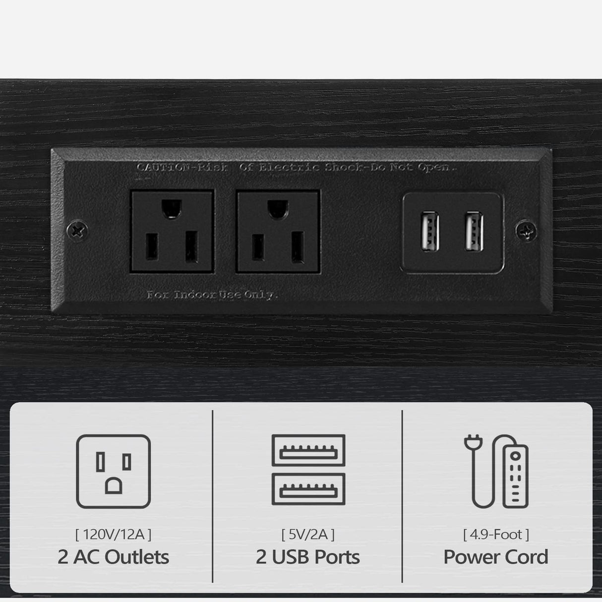 MAHANCRIS Industrial Printer Cart, 3-Tier Mobile Printer Stand, Rolling Cart with Power Outlets and USB Ports, Home Printer Stand with 2 Hooks, for Office, Living Room, Black PTHB40E01 MAHANCRIS