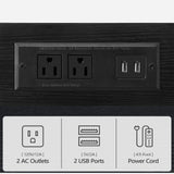 MAHANCRIS Industrial Printer Cart, 3-Tier Mobile Printer Stand, Rolling Cart with Power Outlets and USB Ports, Home Printer Stand with 2 Hooks, for Office, Living Room, Black PTHB40E01 MAHANCRIS