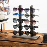 MyGift Sunglasses Display Stand, Vintage Gray Wood Tabletop Eyeglass Storage Rack, Holds up to 10 Pairs of Eyewear MyGift