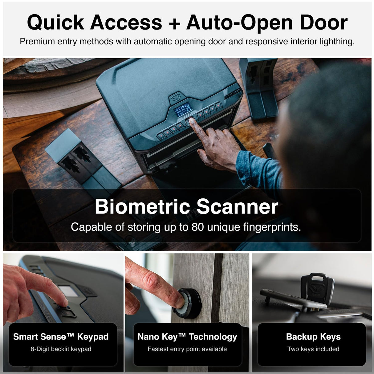 VAULTEK MX Series Safe High Capacity Smart Handgun Safe Multiple Pistol Storage Smart Safe Available in Biometric + WiFi with Auto-Open Door (Biometric + WiFi) VAULTEK