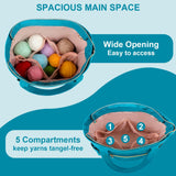 Veirdro Crochet Bag Organizer for Yarn Storage, Velvet Knitting Tote Bag with Double Handle for Crochet Accessories, Portable Travel Case for Yarn Balls, Crochet Hooks& Knitting Needles Holder (Teal) Veirdro
