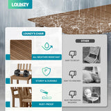 LOUNZY 9 Pieces Patio Dining Sets, Outdoor HDPE Furniture Set for 8 w/ 2" Hole Cut-Out Dining Table with 8 Patio Chairs(2 W/Armrest, 6 w/o Armrest), Brown LOUNZY