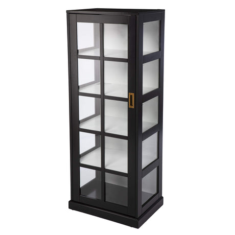 SEI Furniture 24 inches Long Burland Tall Curio Cabinet, Game Room with Open Concept Living Space Transitional Style, Black SEI Furniture