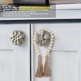 Farmhouse Beads 24in Wood Bead Garland with Tassels Rustic Country Decor Prayer Wall Hanging Bead Decoration for Gifts Ornamen Buachois