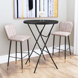 VINGLI 32" Plastic Folding Round Table Bar Height, HDPE Matrial with Gray Metal Finish, High Top Table for Outdoor Party, Cafes, Restaurants, Backyard, Dining Room, Wedding Event,1 Pack, Black VINGLI