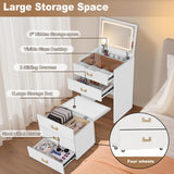 HVCBOSS 3 in 1 Vanity Desk with Flip Top Mirror, Compact Makeup Vanity with Visible Glass Desktop, Storage Drawers, and Cushioned Stool Dressing Table for Bedroom HVCBOSS