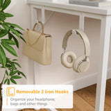 DLISITING White Computer Desk with Hutch & Drawers - Office Study Writing 47 Inch Desk with 3 Drawers Storage Power Outlets, Modern Desk for Bedroom Home Office DLISITING