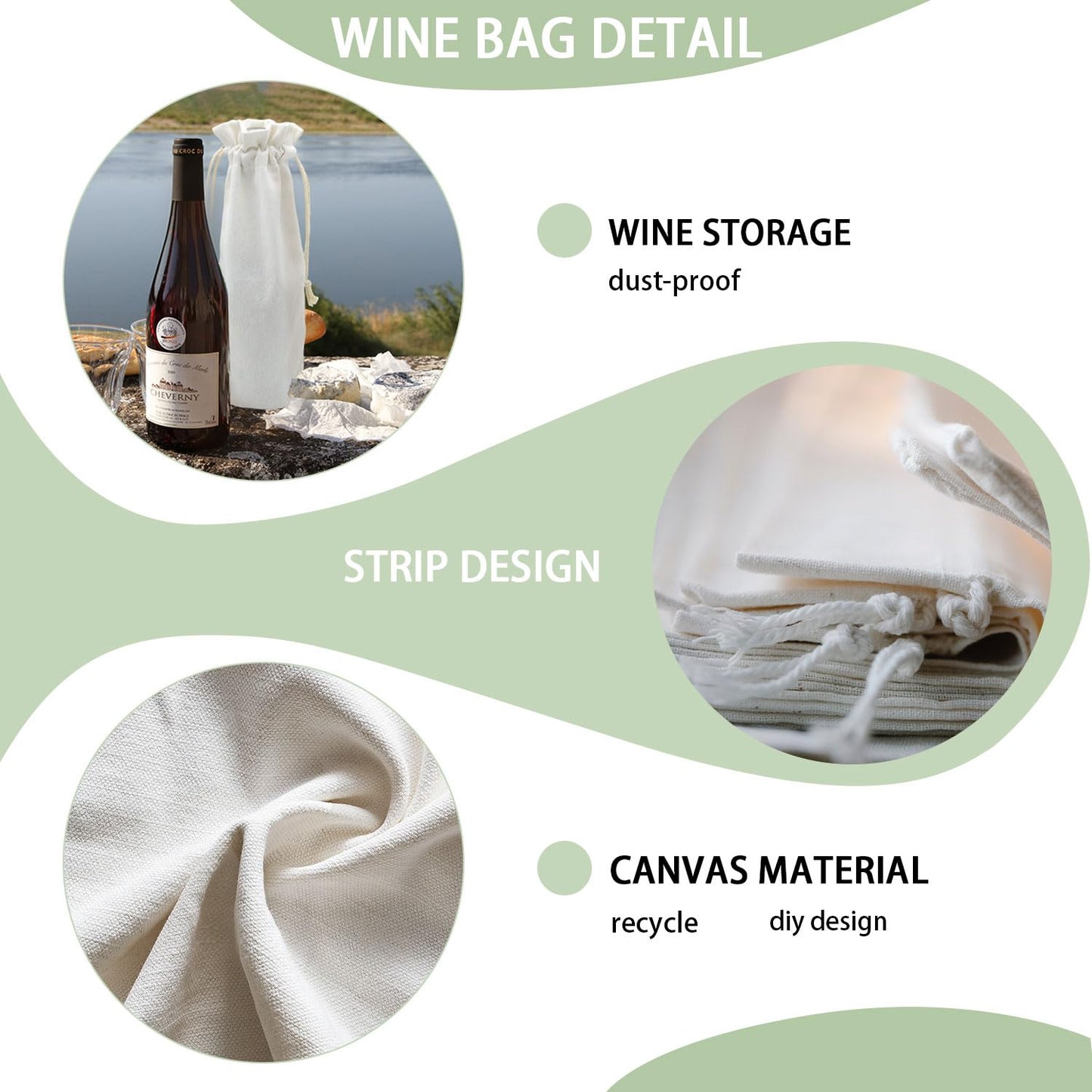 YOUKE OLA 40 Pack Sublimation Wine Bottle Bags Bulk Blank Wine Bottle Gift Bags with Drawstrings Canvas Wine Bags for DIY Heat Transfer Vinyl Halloween Christmas Wedding