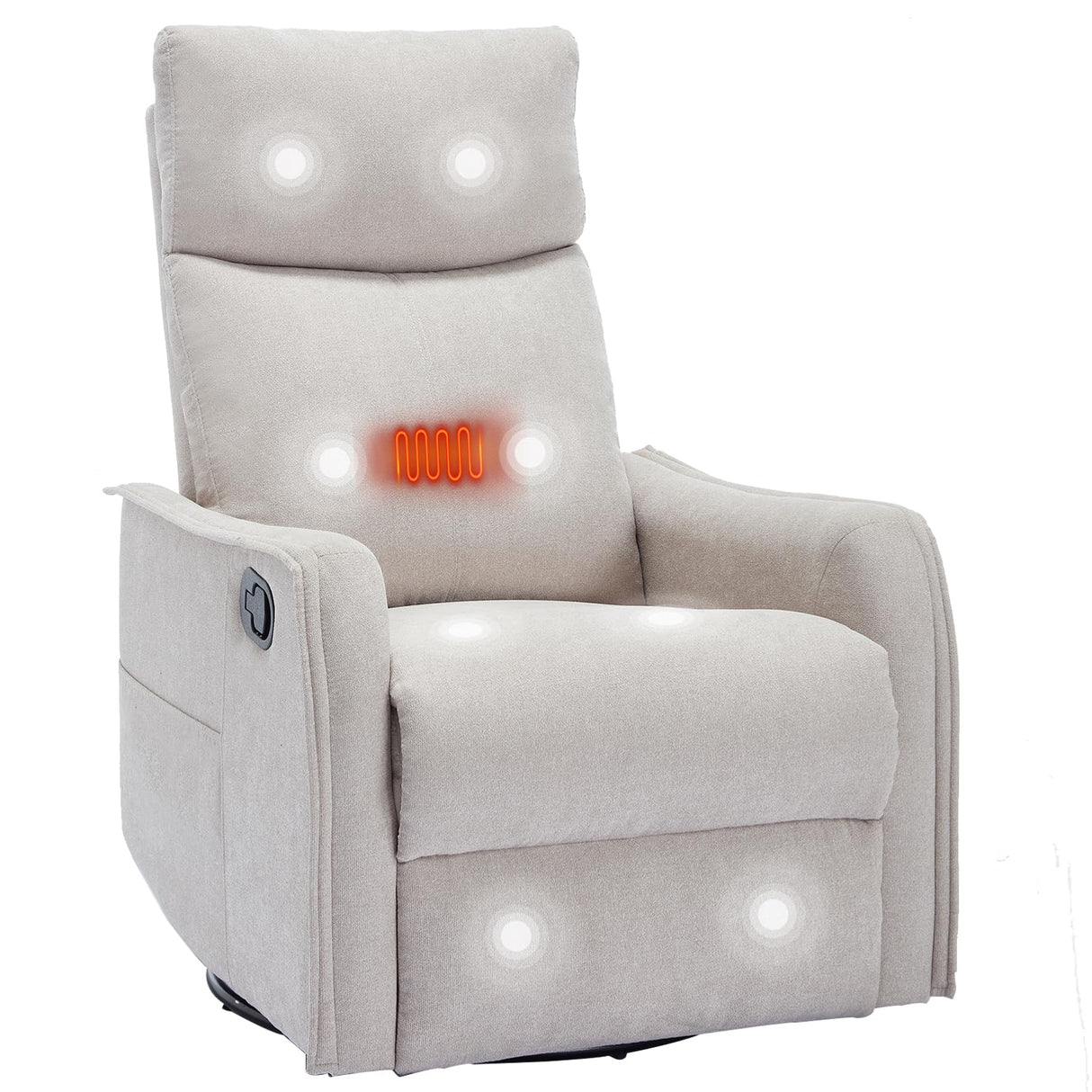 PELUMY Rocker Recliner Chair with Heat Massage - Manual Swivel Recliner for Living Room and Bedroom, 8 Vibration Points, Lumbar Heat, Glider Rocking Chair for Adults (Beige) PELUMY