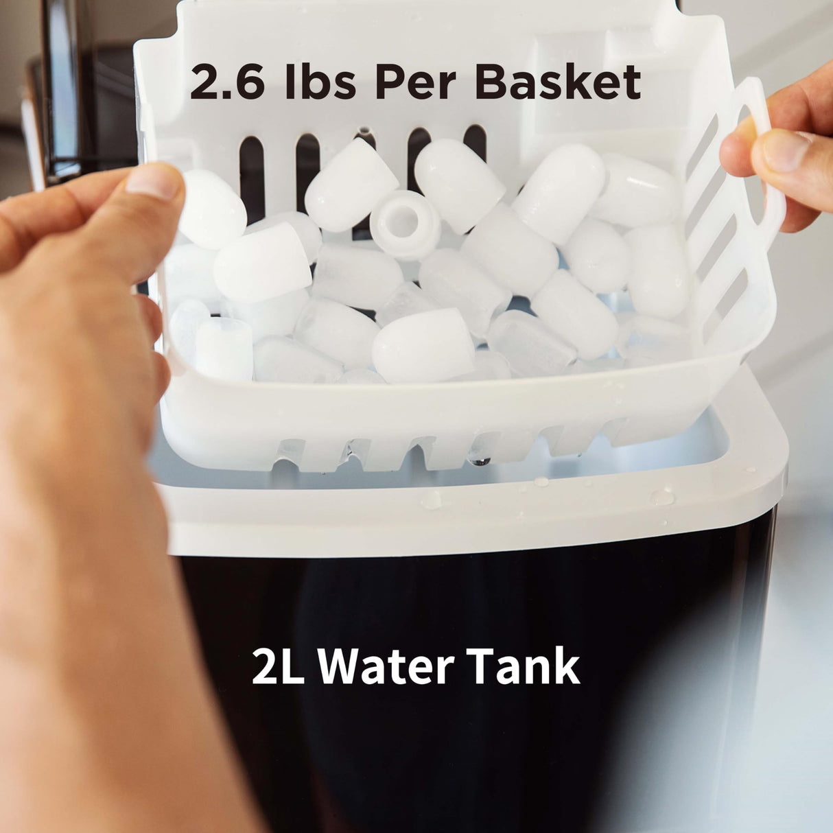 Silonn Countertop Ice Maker Machine - Auto-Cleaning Portable Ice Maker, 26lbs in 24Hrs, 2 Sizes of Bullet Ice for Home Kitchen Office Bar Party, Black Silonn