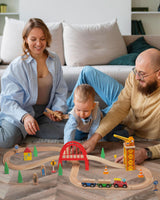 SainSmart Jr. 41 Pcs Deluxe Wooden Train Set for Toddler, Wood Train Track w/Crane Fits Brio Thomas, Melissa and Doug for Kids Ages 3+ SainSmart Jr.