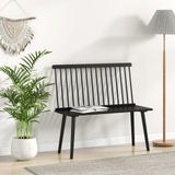 Giantex Dining Bench with Back, Black Windsor Bench with Spindle Back & Anti-Slip Foot Pads, Farmhouse Rubber Wood Dining Bench, Indoor Wooden Entryway Bench for Living Room, Dining Room, Hallway Giantex