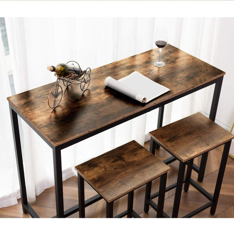 HOOBRO Rustic Brown Bar Table - 47.2” Industrial Counter Height Dining Table for Kitchen & Living Room HOOBRO