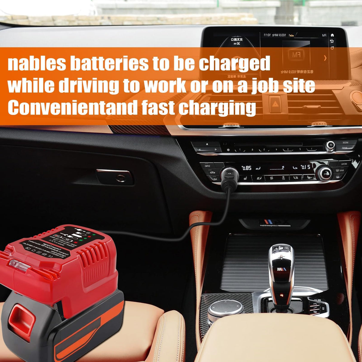 for Black&Decker 20V Lithium Battery Charger Replacement, Car Charger Charge for B&D 20V/for Porter Cable 20V Lithium Battery Mini Charger with Cigarette Lighter Plug Vehicle Charger HXTMOJU