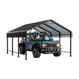 Walsunny Metal Carport 12x15 FT Heavy Duty Carport Canopy with Enhanced Base, Outdoor Car Shelter with Galvanized Steel Roof and Frame Garage for Truck, SUV, Boat, Gray Walsunny
