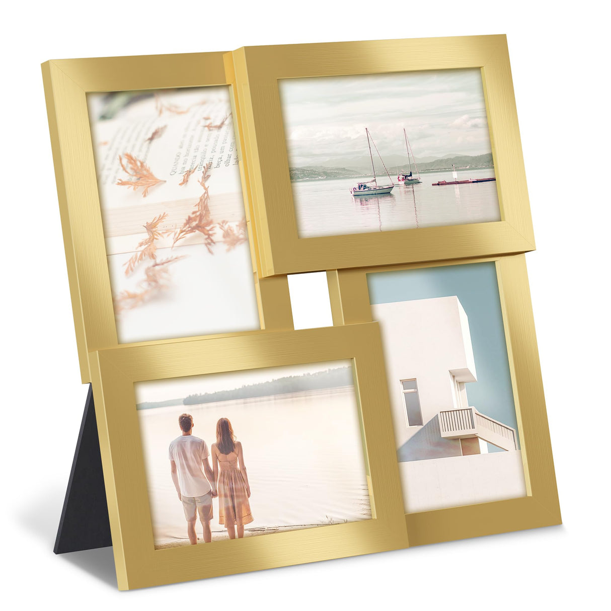 SONGMICS 4x6 Collage Picture Frames, Family Photo Collage Frame Set of 4 for Wall Decor, Glass Front, Wall Hanging or Tabletop, Pale Gold SONGMICS