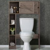 ALIMORDEN Over The Toilet Storage Cabinet, Bathroom Organizer Shelf with 2 Sliding Doors ALIMORDEN