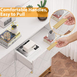 Patikuin 8 Dresser for Bedroom Wooden with 8 Drawer, Chest of Drawers Wide Dresser with Metal Handle, White Dresser for Bedroom,Living Room,Hallway and Entryway Patikuin