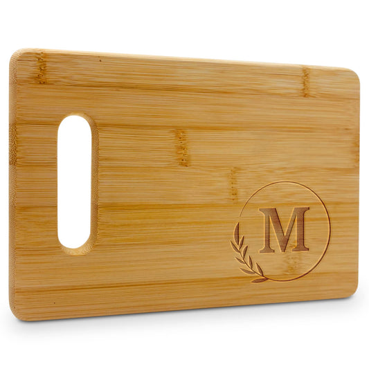 Personalized Cutting Boards - Small Monogrammed Engraved Cutting Board (M) - 9x6 Customized Bamboo Cutting Board with Initials - Wedding Kitchen Gift - WoodArtSupply