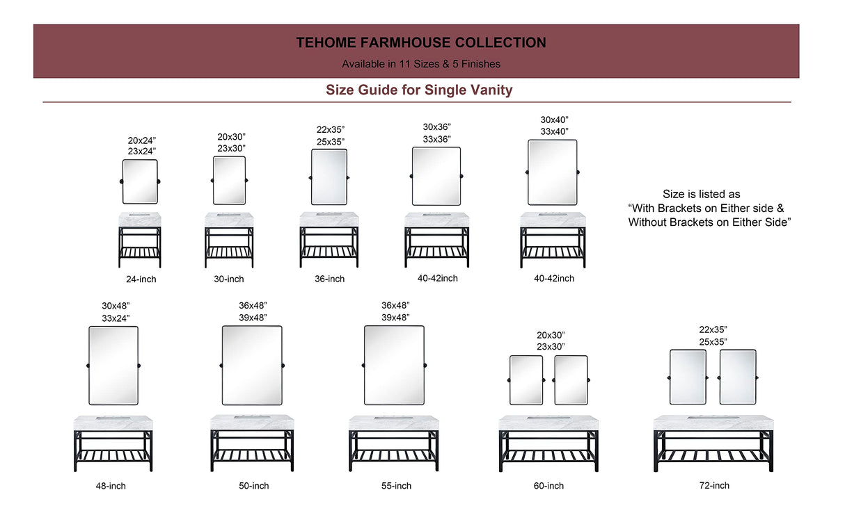 TEHOME Matt Black Pivot Rectangle Bathroom Vanity Mirrror Farmhouse Tiltable Rounded Metal Framed Pivoting Bathroom Mirror with Beveled Mirrror, Overall 27 x 35 inches (Mirrror 23 x 35 inches) TEHOME