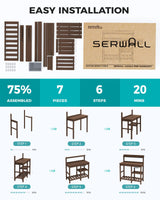 SERWALL Outdoor Potting Bench with Removeable Sink,Rot-Resistant HDPE Potting Table for Outside Gardening, All Weather Use - Coffee SERWALL