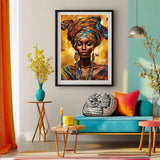 Diamond Painting Kit, 30x40cm African Woman Portrait Cultural Art, Round Drill DIY Craft for Adults, Ethnic Style Decor Gift Amz Camel
